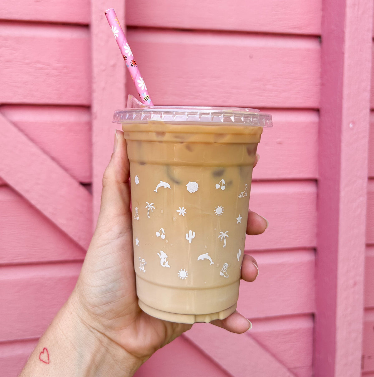 16oz 475ml clear plastic cold drink cup disposable takeaway white print creative cafe co pretty cup wholesale cafe iced latte juice smoothie iced matcha cold foam