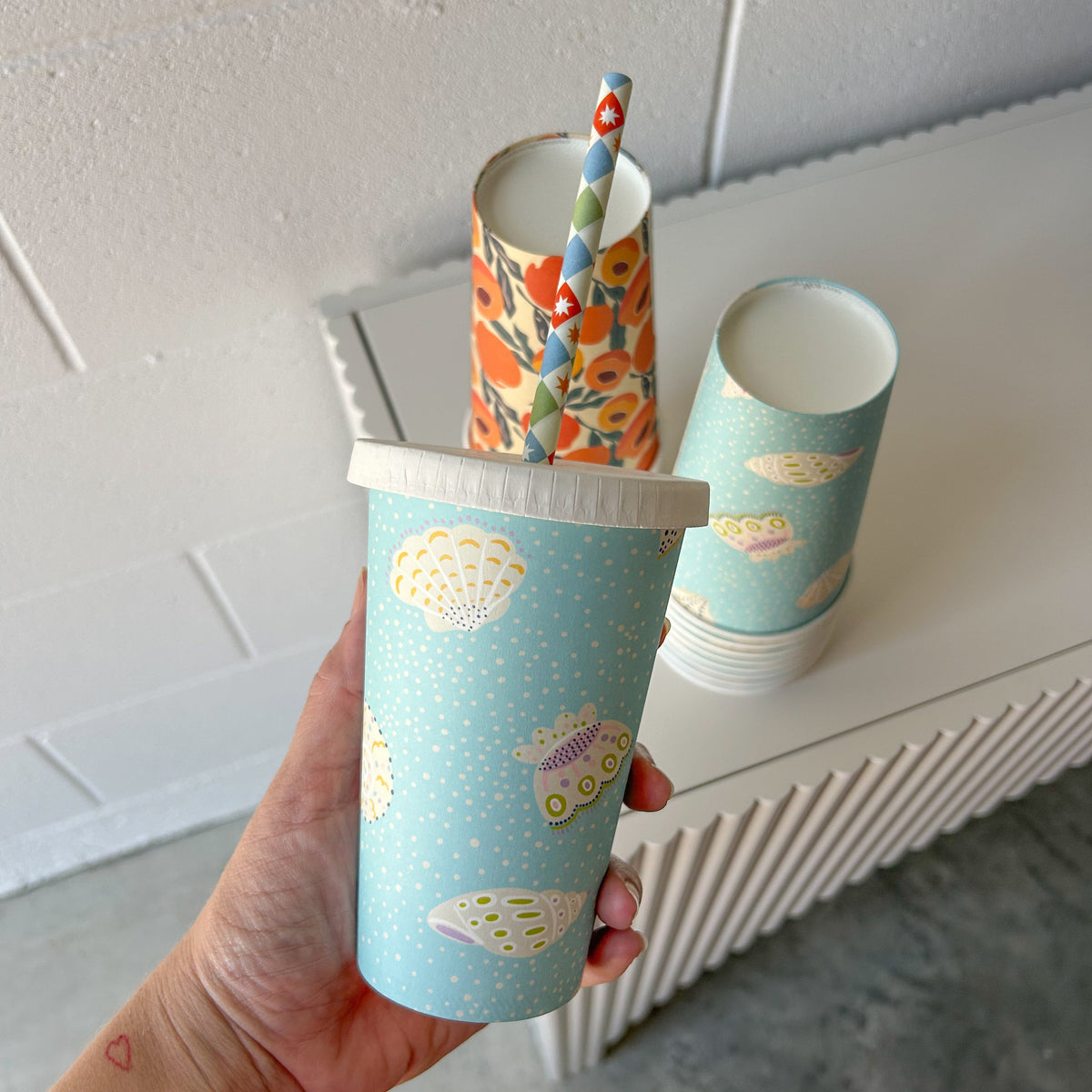 16oz home compostable takeaway coffee cup apricot shells summer hot cold 500ml creative cafe company juice smoothie disposable paper