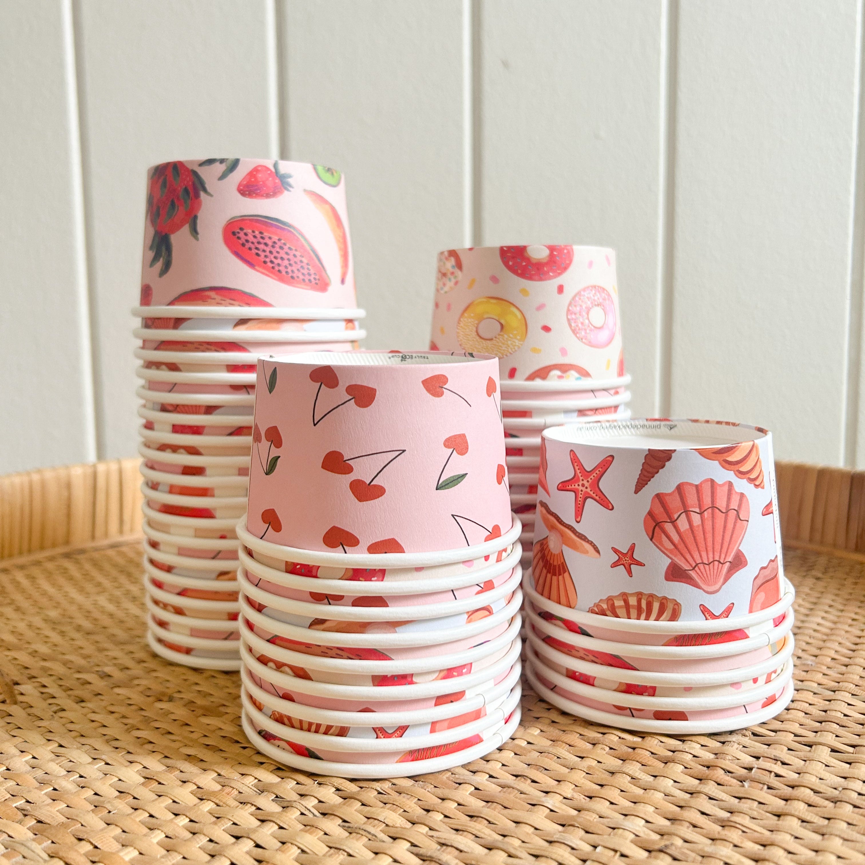 3oz paper gelato ice cream cup frozen yoghurt printed home compostable