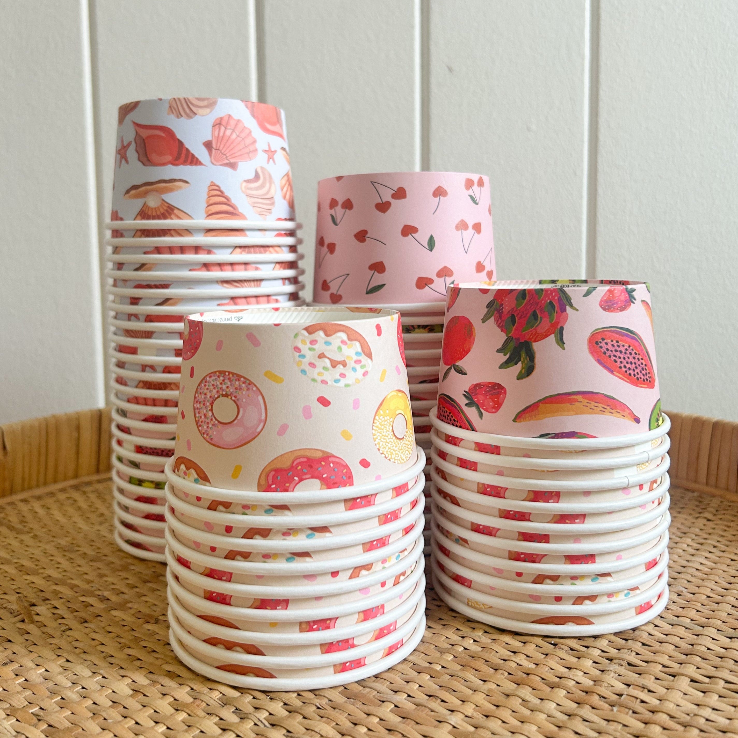 5oz paper gelato ice cream cup frozen yoghurt printed home compostable