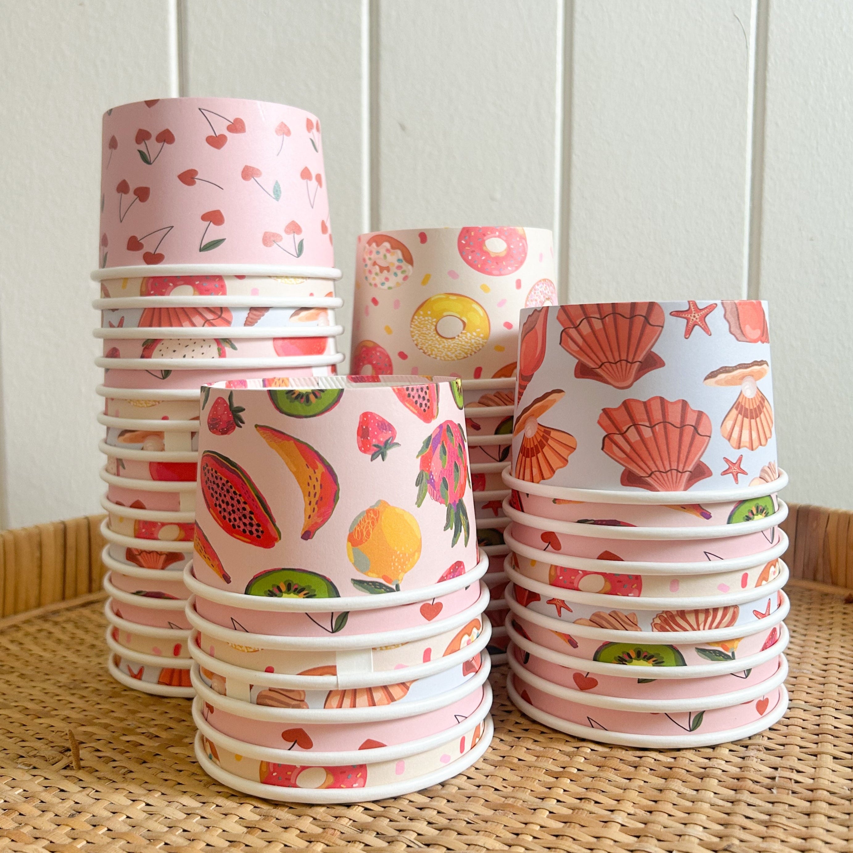 8oz paper gelato ice cream cup frozen yoghurt printed home compostable