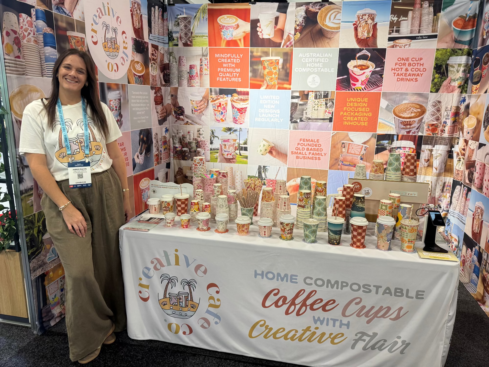 amber creative cafe company food expo sydney booth coffee cup