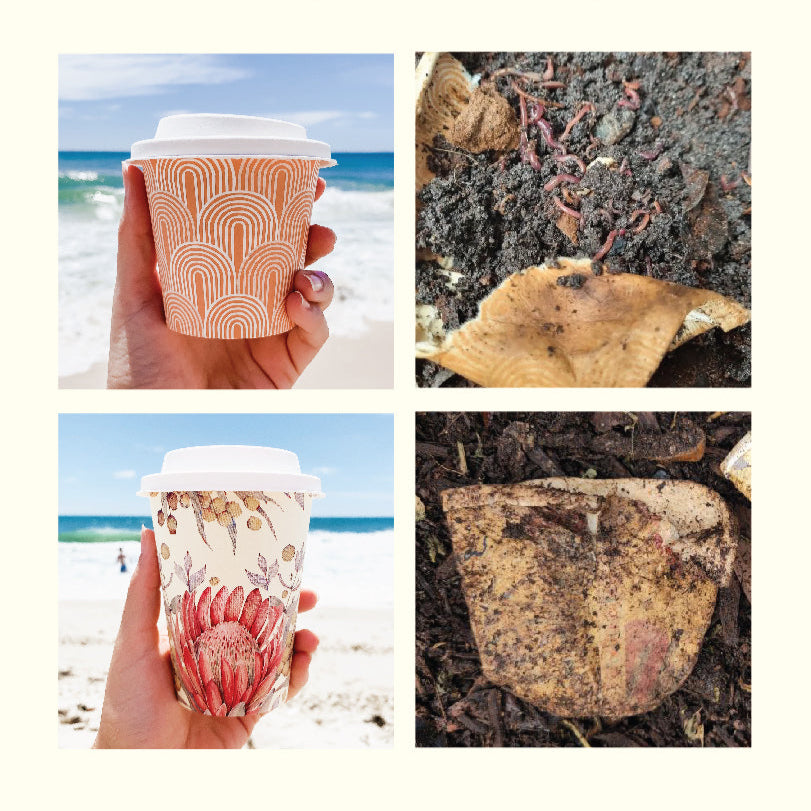 home compostable designer printed coffee cups before and after creative cafe certified
