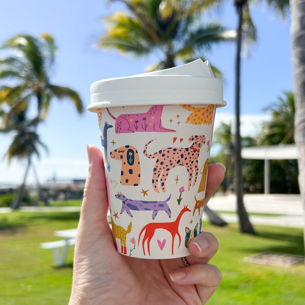 designer printed pattern coffee cup takeaway cafe compostable biopak home compostable biodegradable pla disposable paper coffee hot cup as5810 creative cafe company