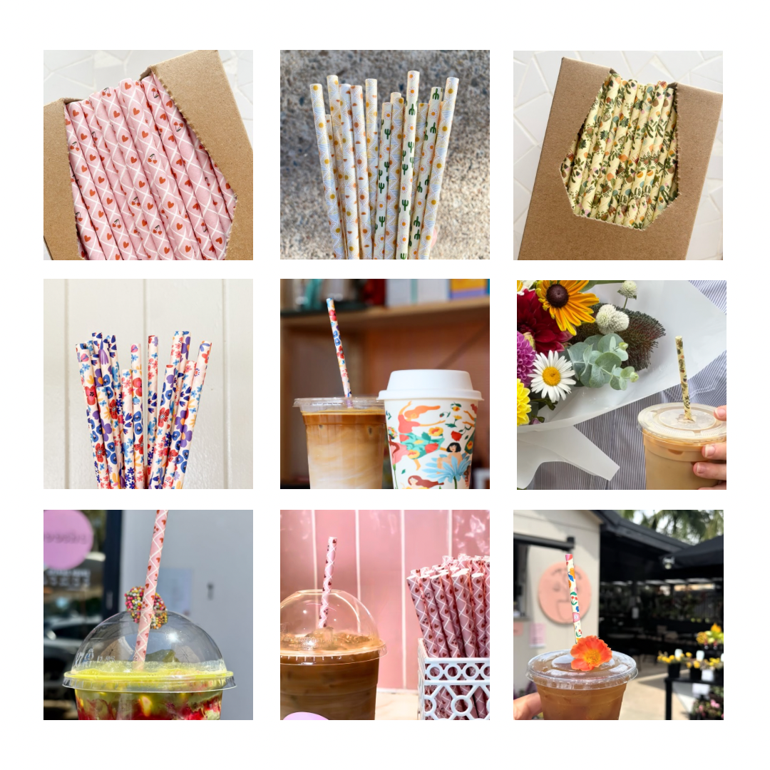 regular paper straws 4ply printed designs takeaway 6mm latte juice milk creative cafe co printed colour pattern