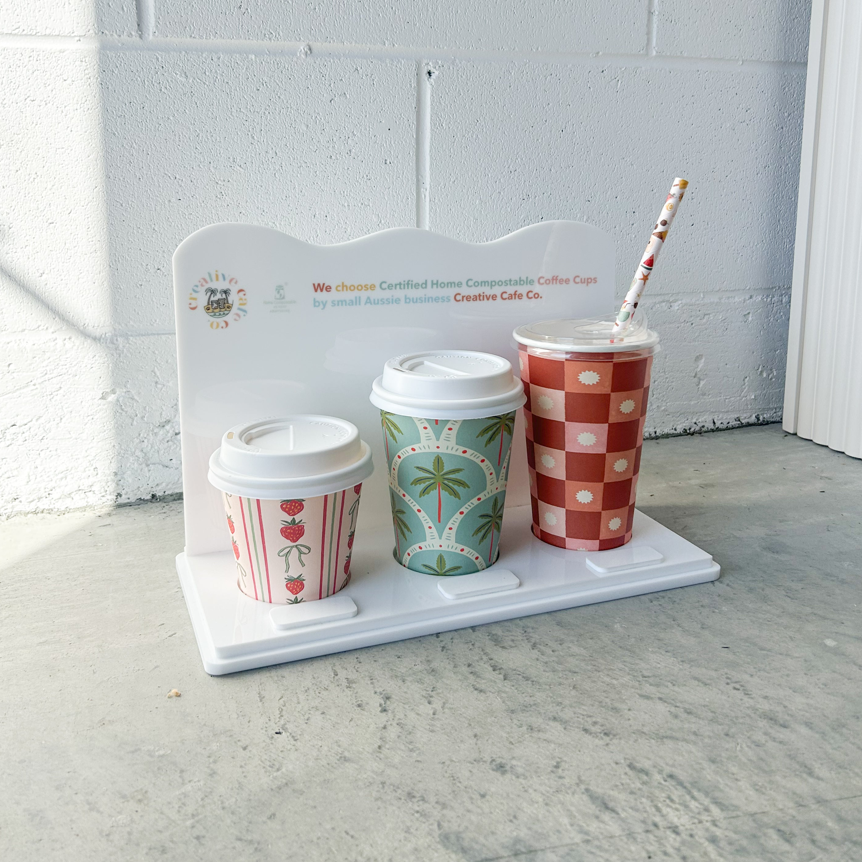 takeaway coffee cup counter table display cup holder 3 acrylic