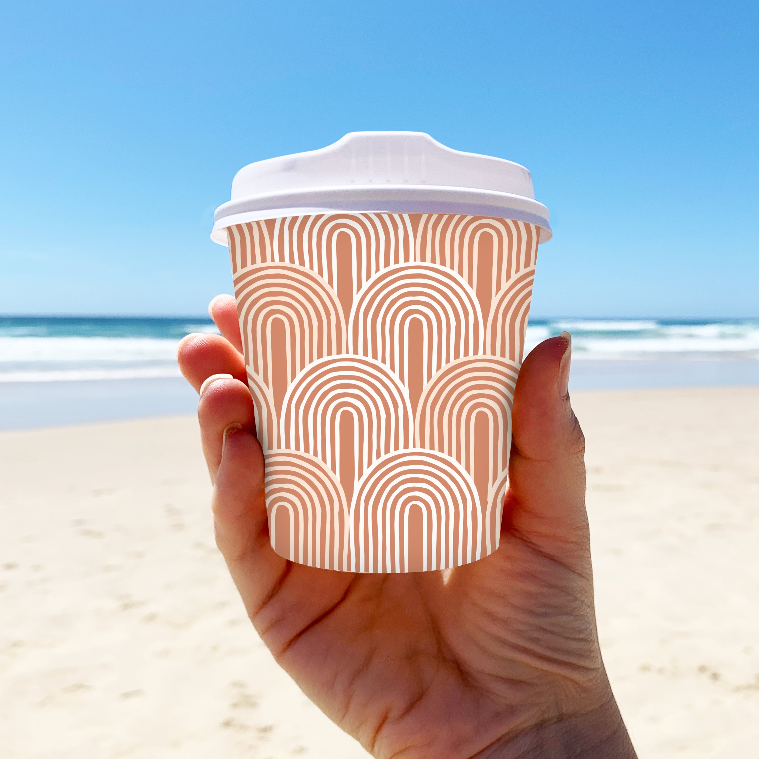 Why choose Designer takeaway coffee cups over plain white cups?