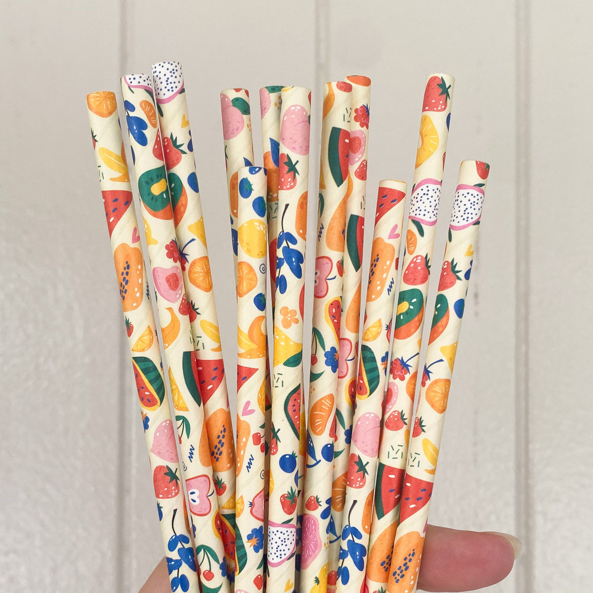 fruity printed paper straw regular juice straw 10mm