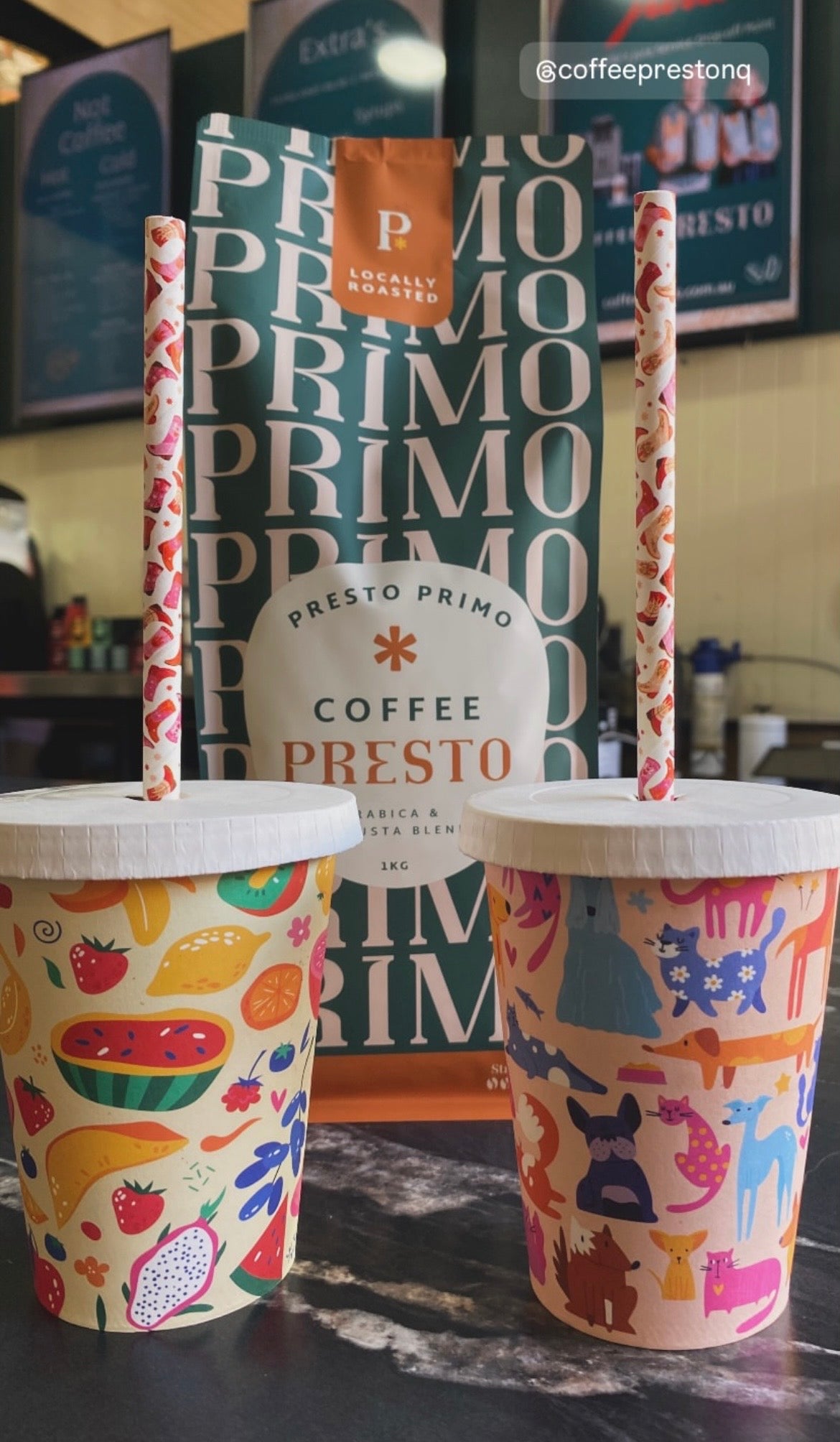 12oz cold paper takeaway coffee cup iced latte ecofriendly