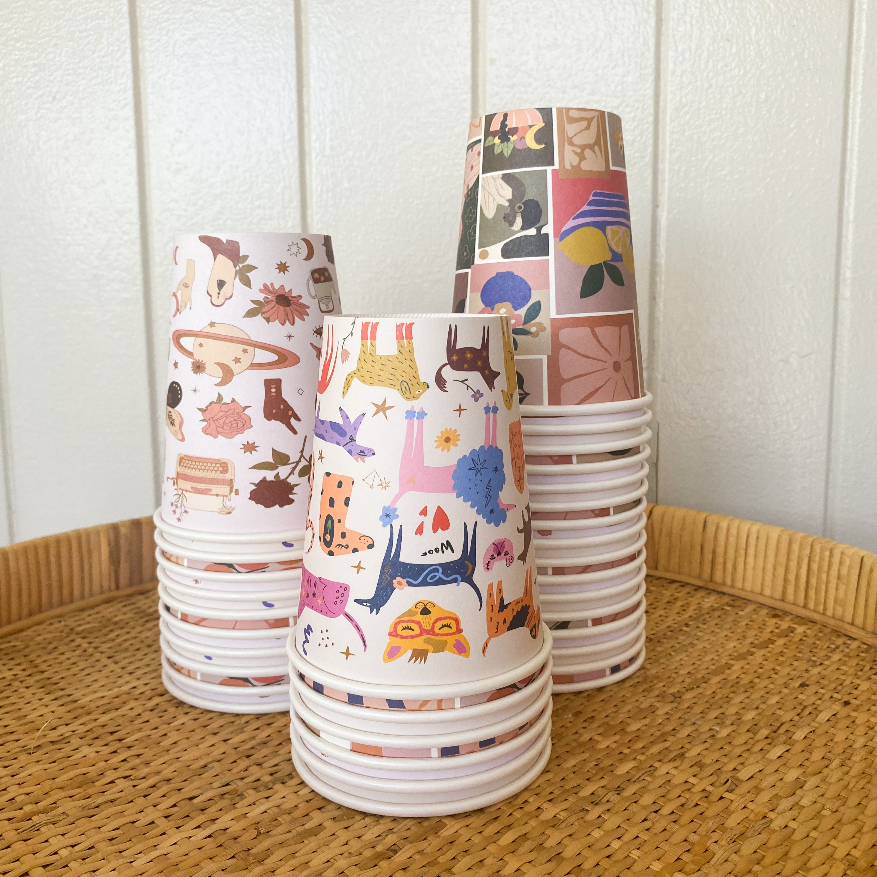 designer printed pattern coffee cup takeaway cafe compostable biopak home compostable biodegradable pla disposable paper coffee hot cup as5810 creative cafe company 12oz