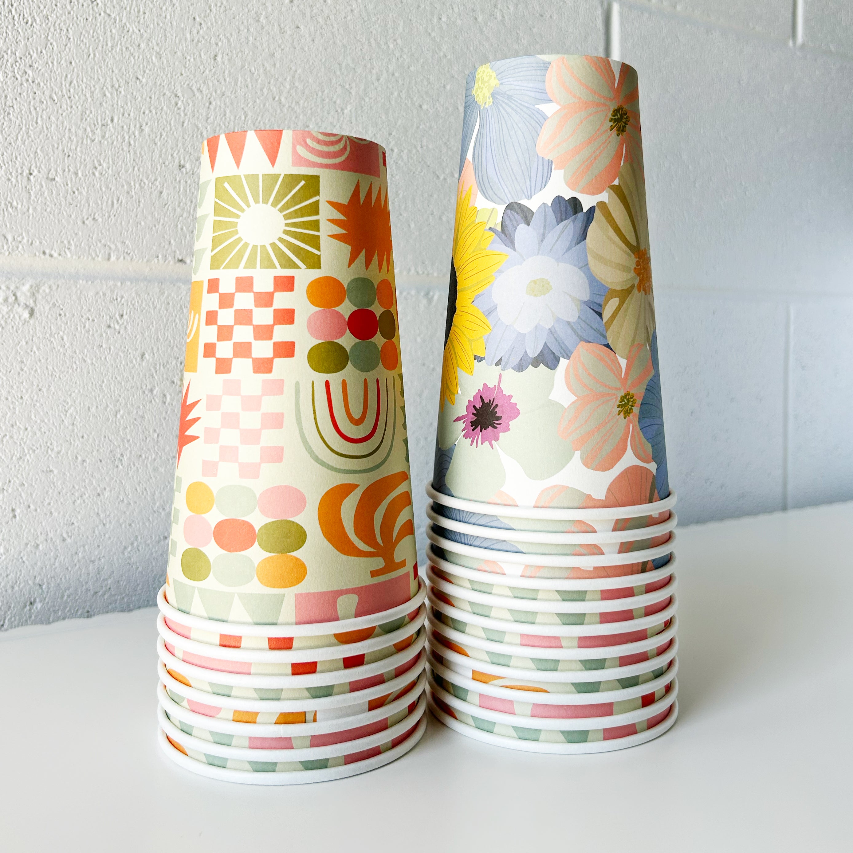 20oz 600ml cold paper takeaway cup milkshake smoothie home compostable Creative Cafe Co printed pattern