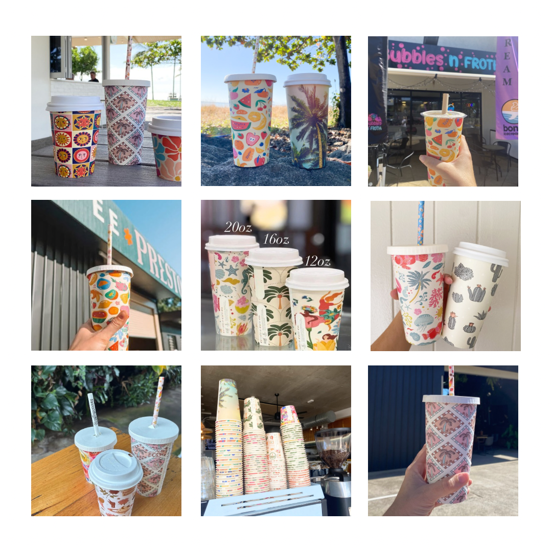 20oz cold paper takeaway cup smoothie juice milkshake cup home compostable 600ml Creative Cafe Co