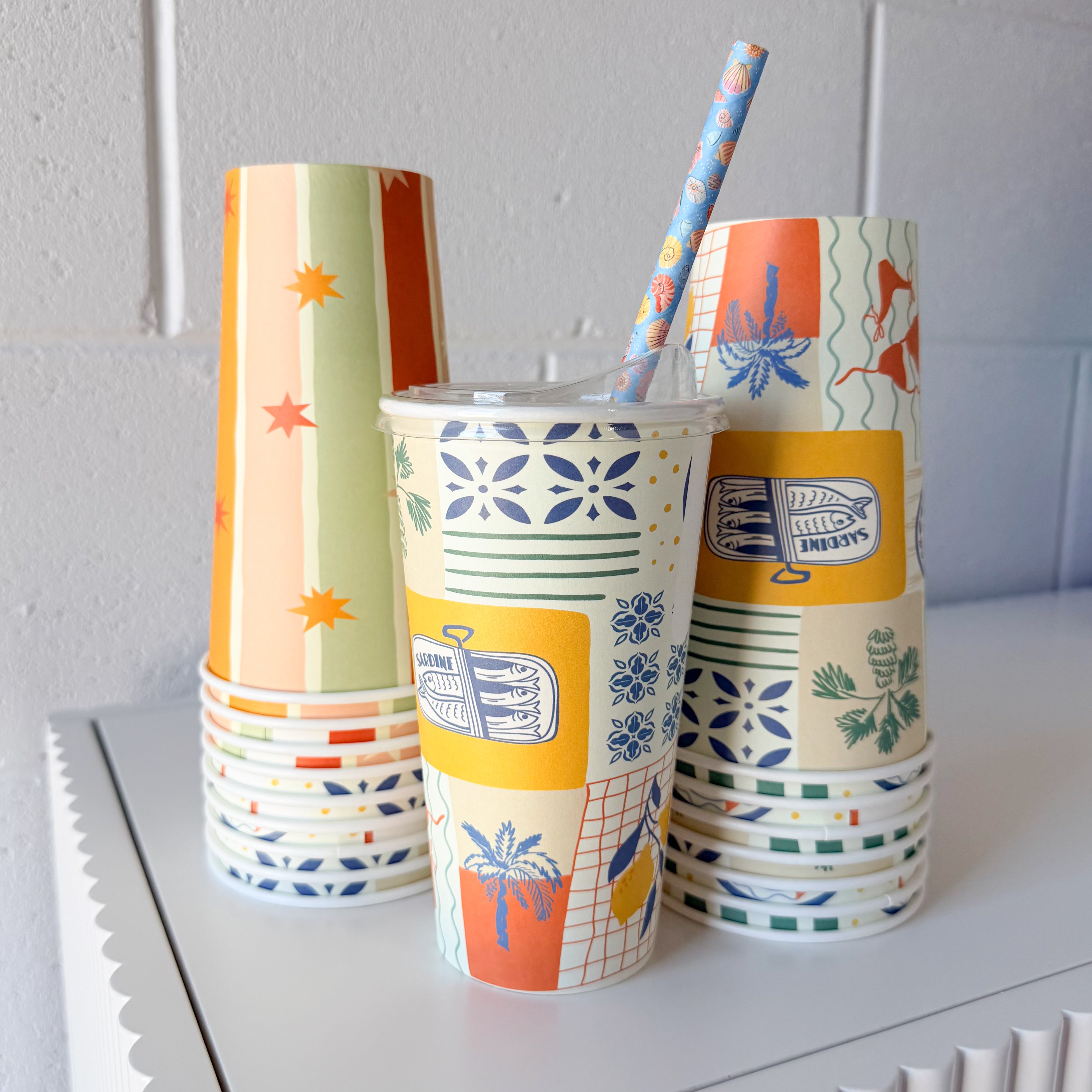 20oz iced drink takeaway disposable home compostable cold milkshake printed design