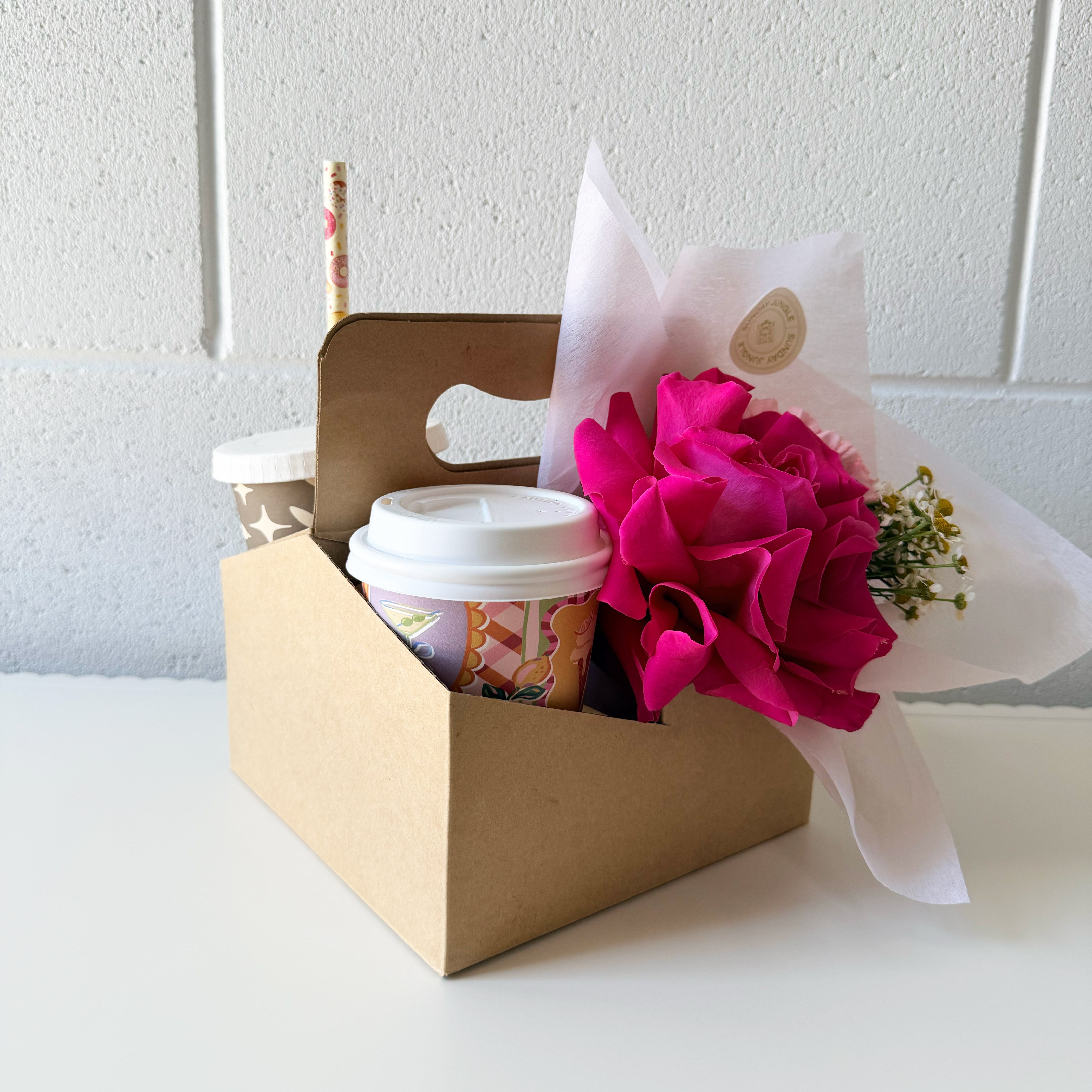 4 cup carry tray coffee cup takeaway florist flower valentines