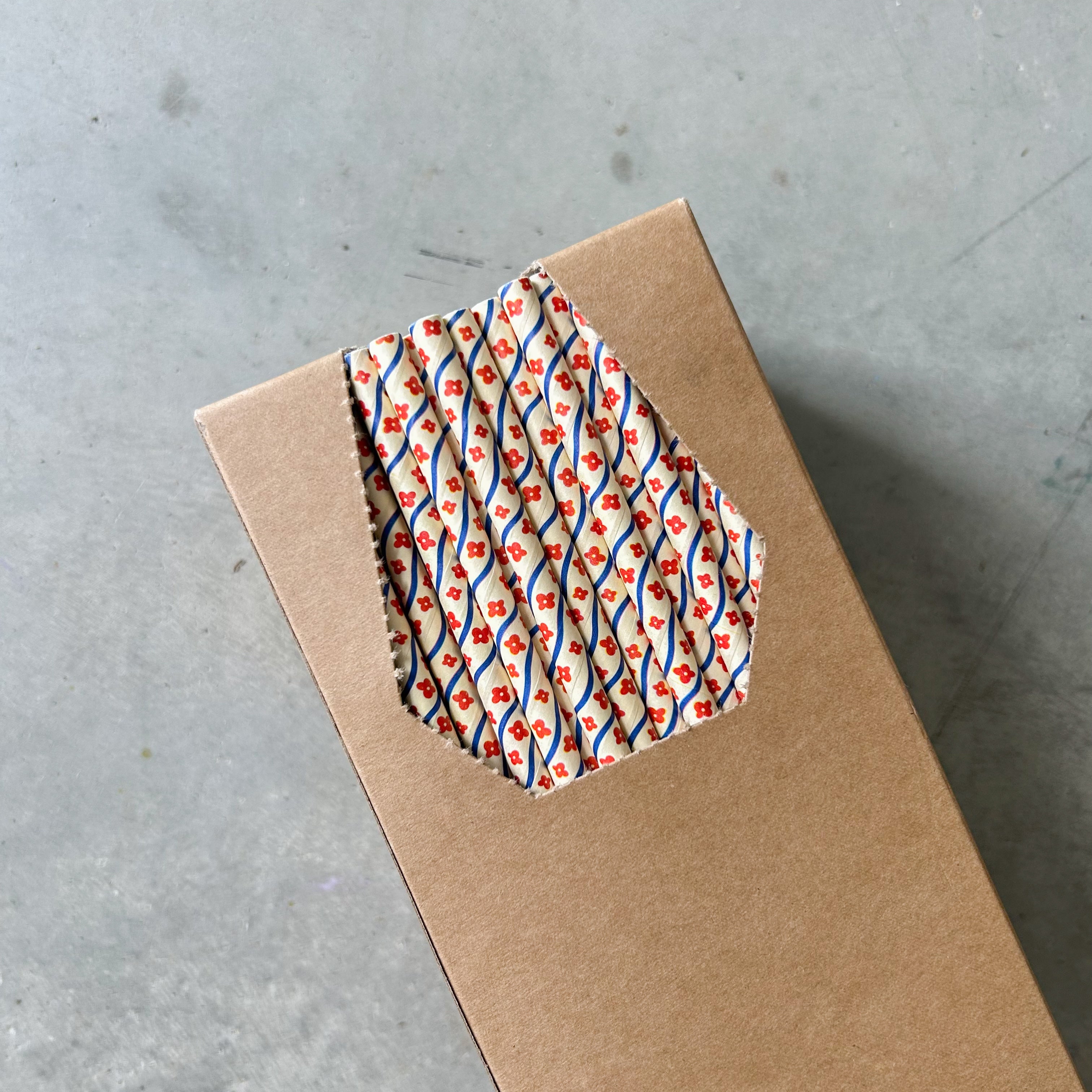 6mm iced latte iced matcha printed design flower paper straw bulk wholesale creative cafe co strong box