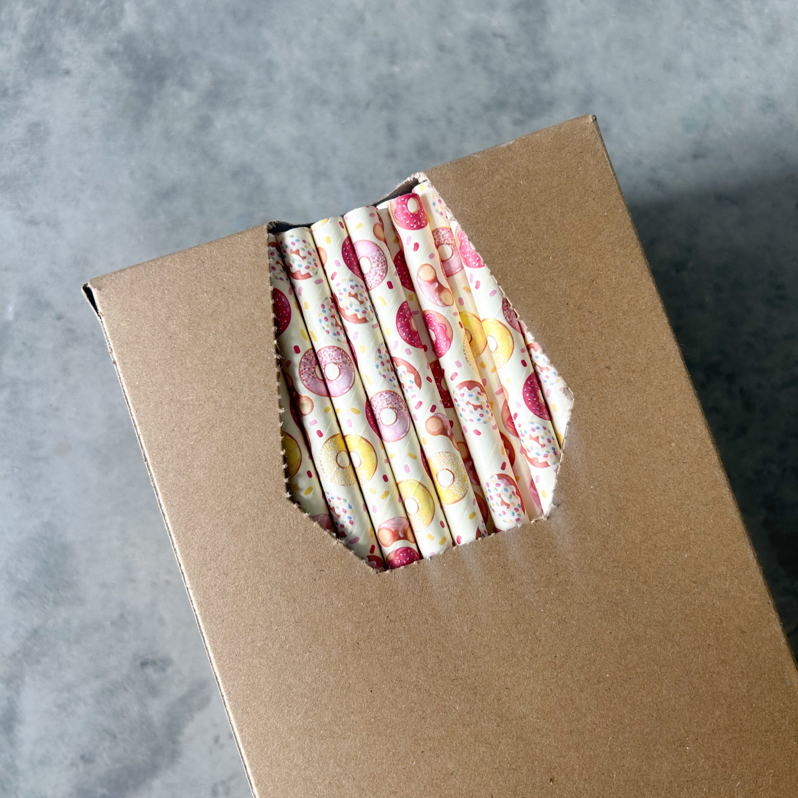 8mm jumbo smoothie thickshake milkshake frappe iced drink cold paper straws donut design wholesale bulk printed creative cafe co