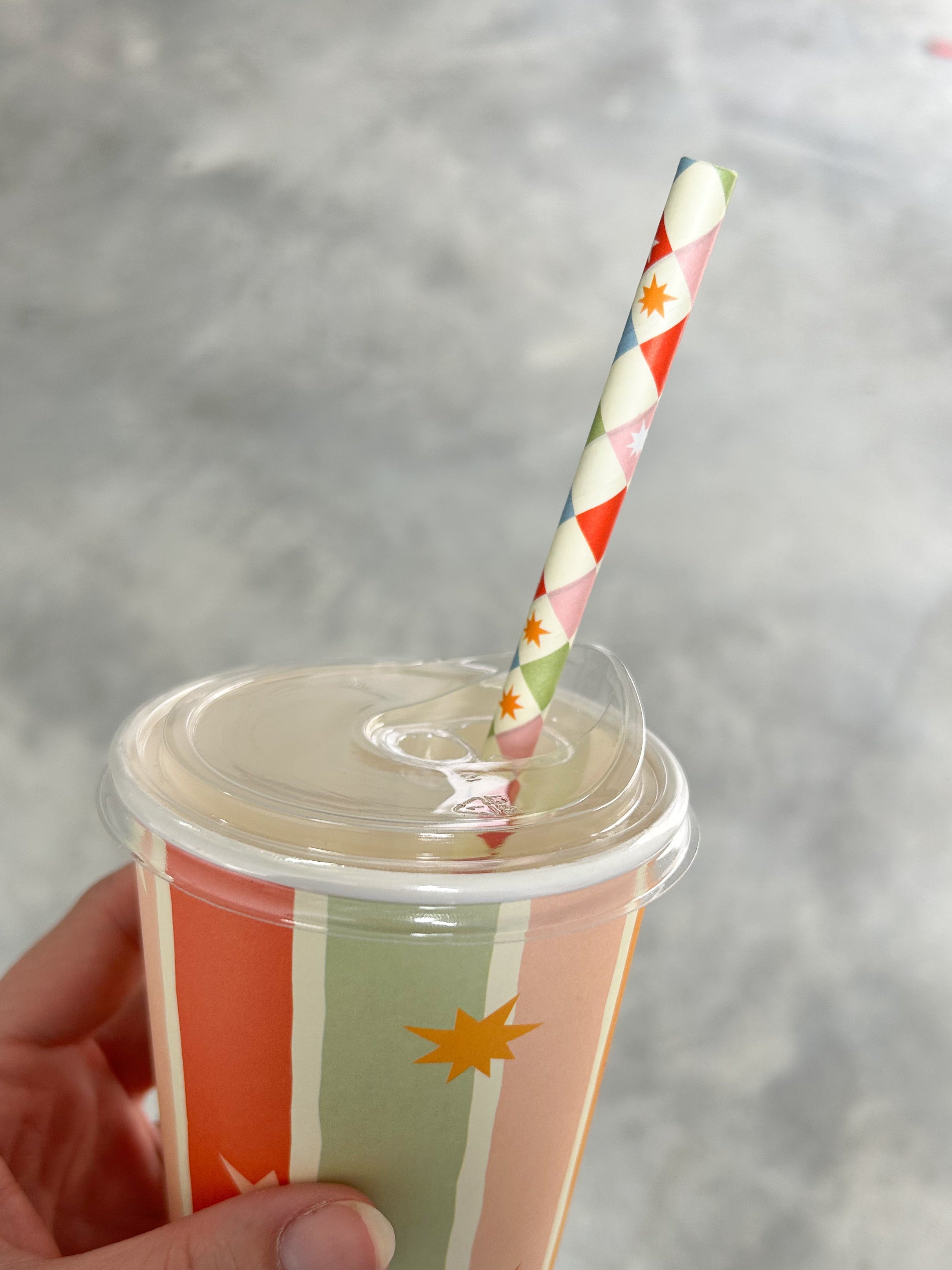 creative cafe extra strong paper straw 8mm jumbo smoothie star check milkshake