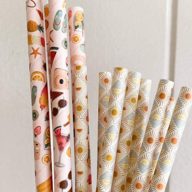 compostable paper drink straw jumbo regular printed thick latte smoothie straw cold drink cup takeaway drinks pretty printed paper straw