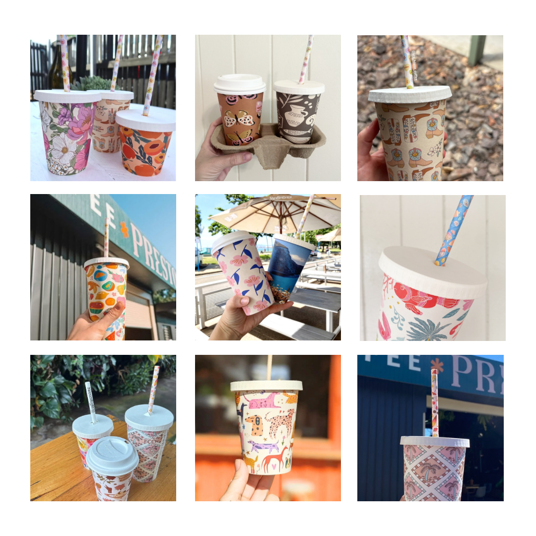 cold milkshake iced latte cup lid flat lid paper with straw hole home compostable 90mm 16oz 20oz cold drink summer cup truly eco creative cafe company