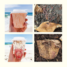 Load image into Gallery viewer, home compostable designer printed coffee cups before and after creative cafe certified 
