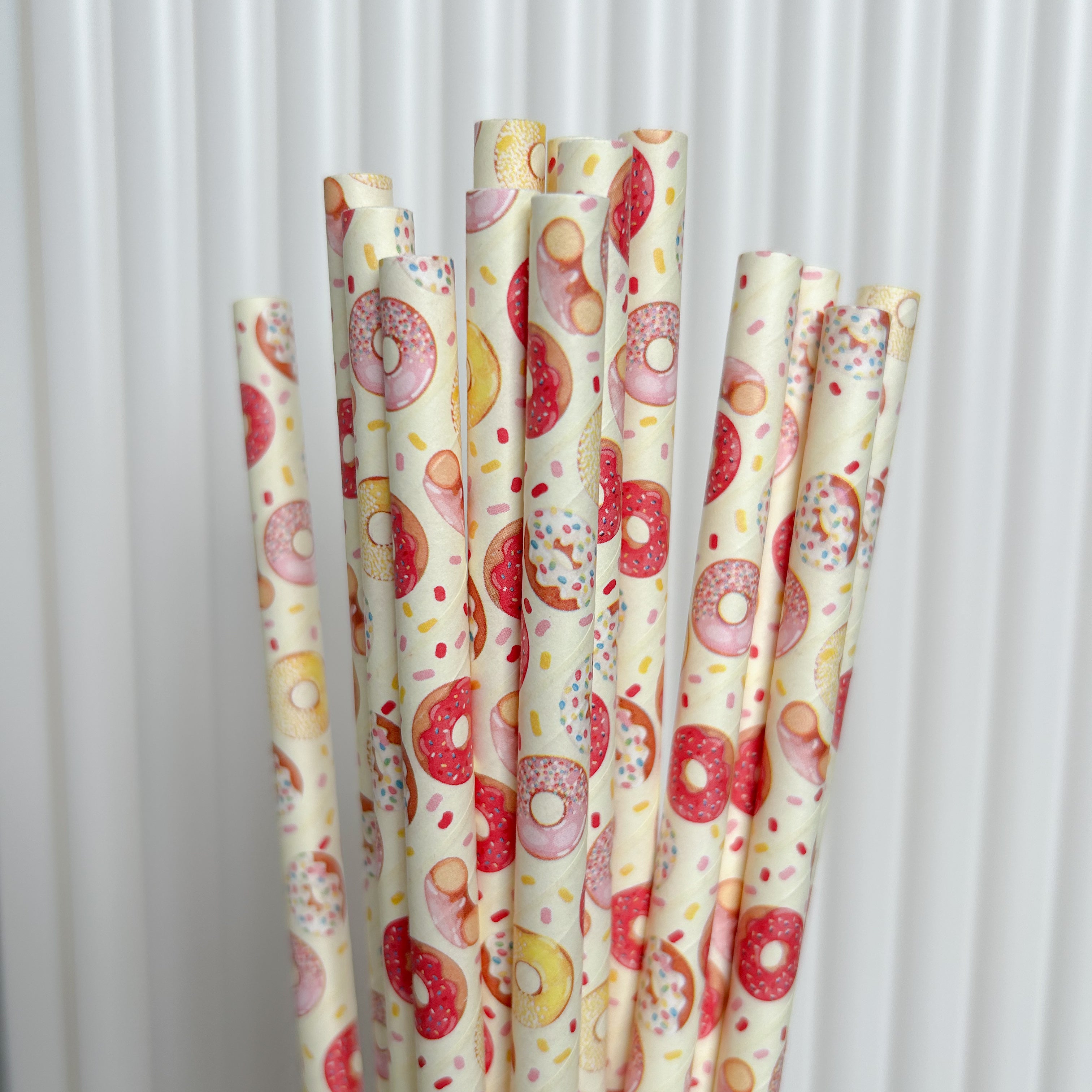milkshake strong paper straws donut design printed