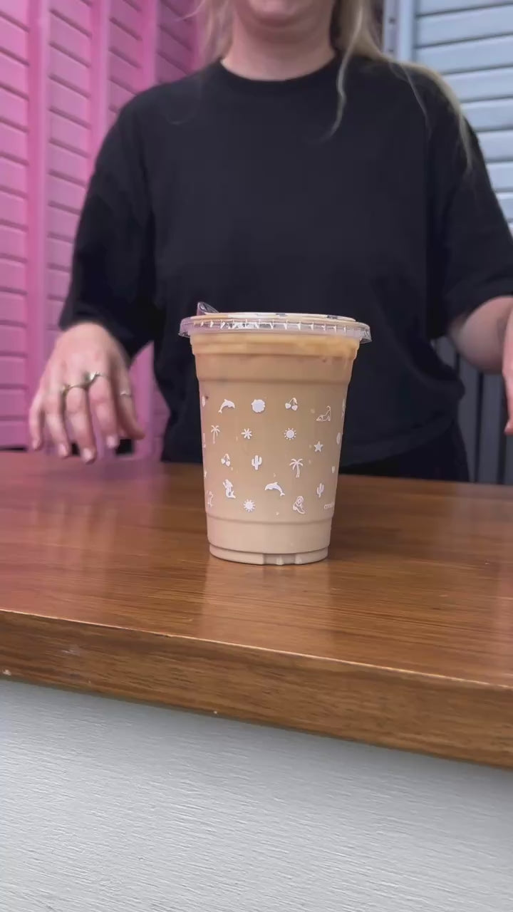 16oz 475ml clear plastic cold drink cup disposable takeaway white print creative cafe co pretty cup wholesale cafe matcha iced chocolate